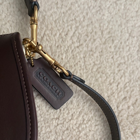 Coach Dark Brown Leather Swinger Crossbody with Gold Turnlock - Picture 6 of 12